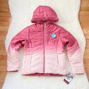 Swiss Alps Reversible Jacket, Dip-Dye Print, Insulated, Faux Fur, Water Resis...